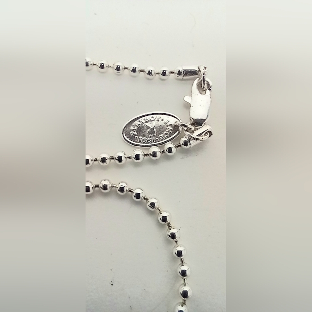 Playboy Necklace -Dog tag style Chain 28" inches Silver Plated New